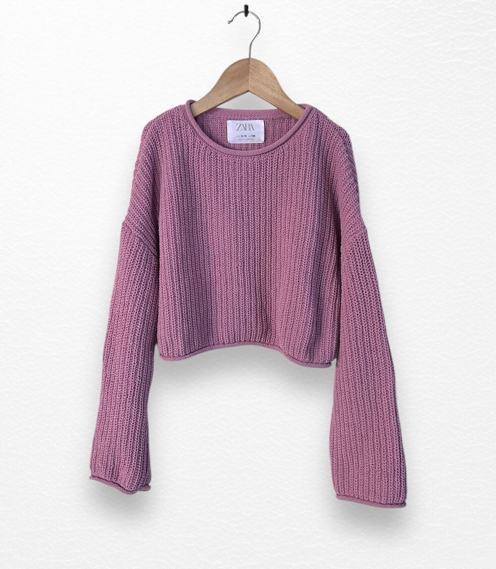 Zara Mauve Cropped Sweater, Size 9/10